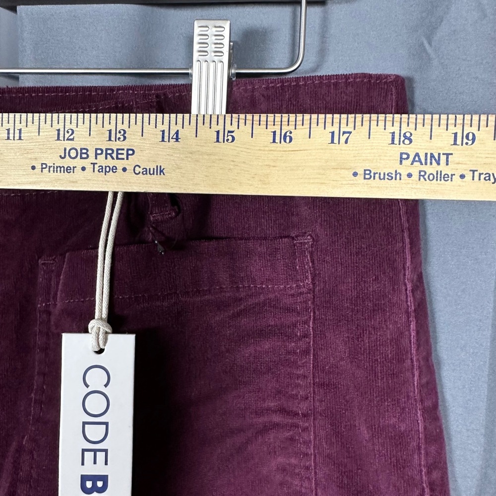 NWT Code Bleu Stretch Corduroy High Waist Wide Leg Crop Pants 16 Burgundy Maroon - Picture 5 of 9
